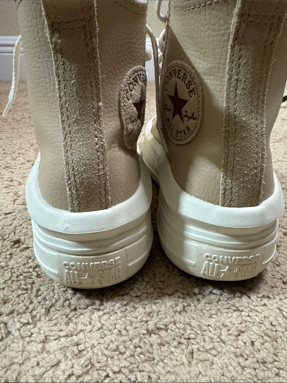 Converse High-Top Sneakers in Beige and White